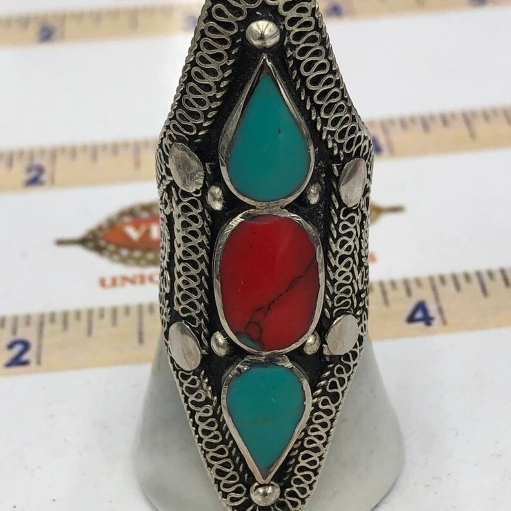 Three Stones Ring, Afghan Massive Ring, Tribal Ring, Boho Jewelry, Antique Rings